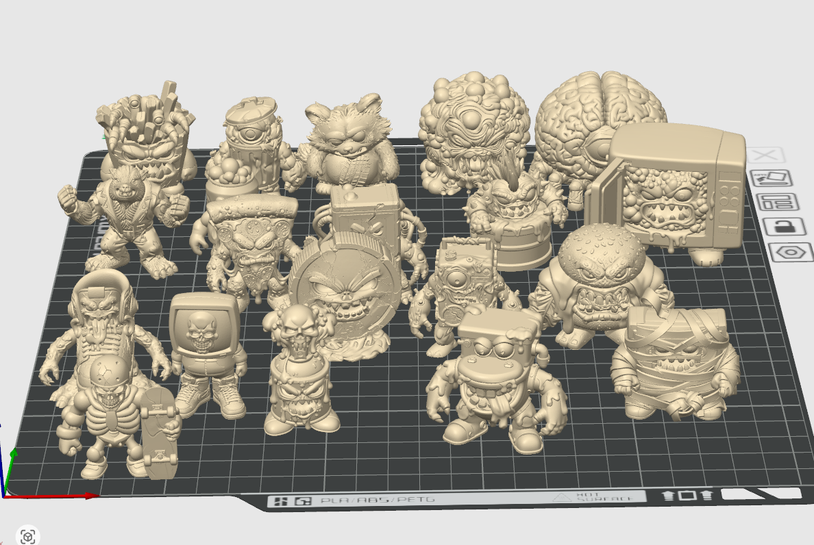 Captura original de los STL de Pocket Nightmares abiertos en el slicer