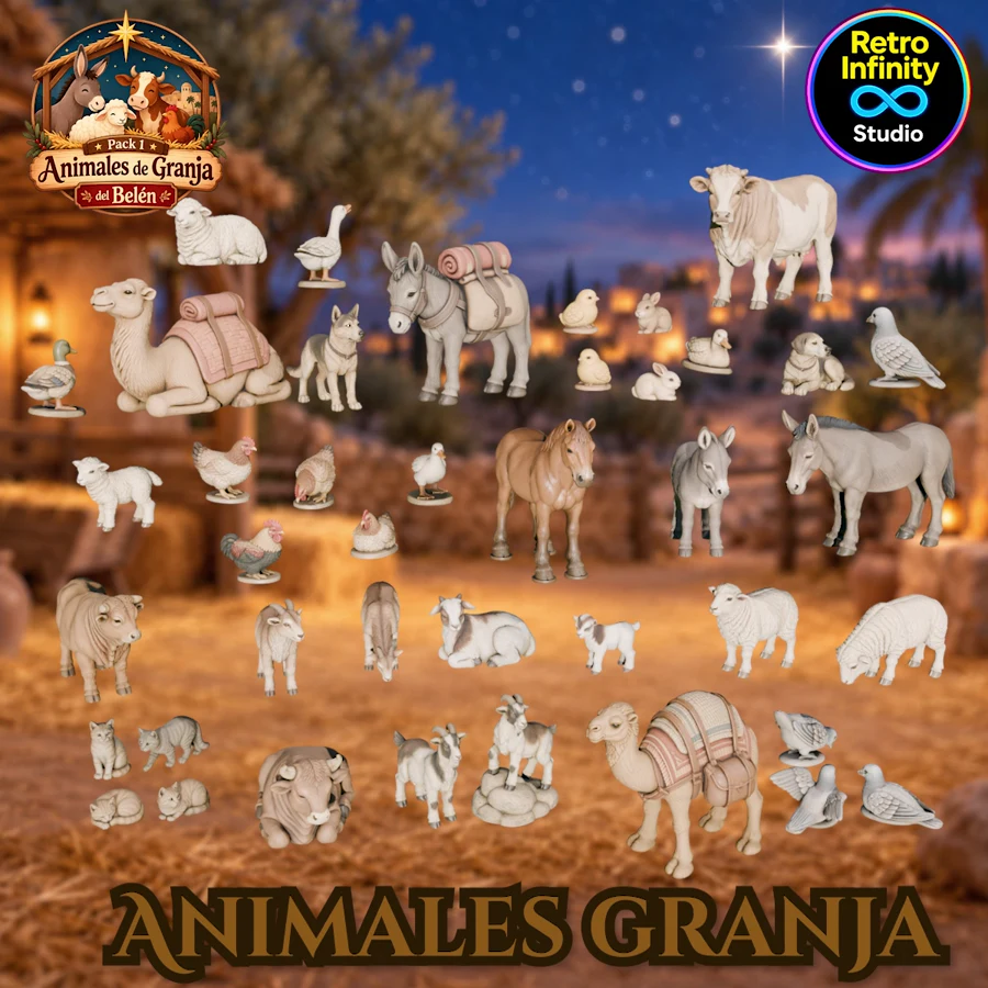 Animales de Granja del Belén — Pack 1 — vista frontal